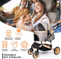 Bicystar Dog Stroller with Detachable Carrier, Rubber Wheels - Grey - image 4