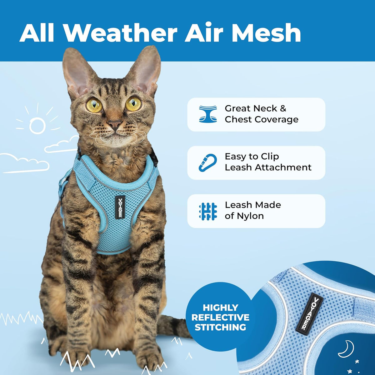 Voyager Escape-Proof Step-in Harness & Leash, Orange - Baby Blue (327) / XS (Chest: 13 - 16") - image 3
