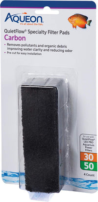 Aqueon QuietFlow LED PRO Ammonia Reducer 4 Count Filter Pads - For Model 30 and 50 / Carbon