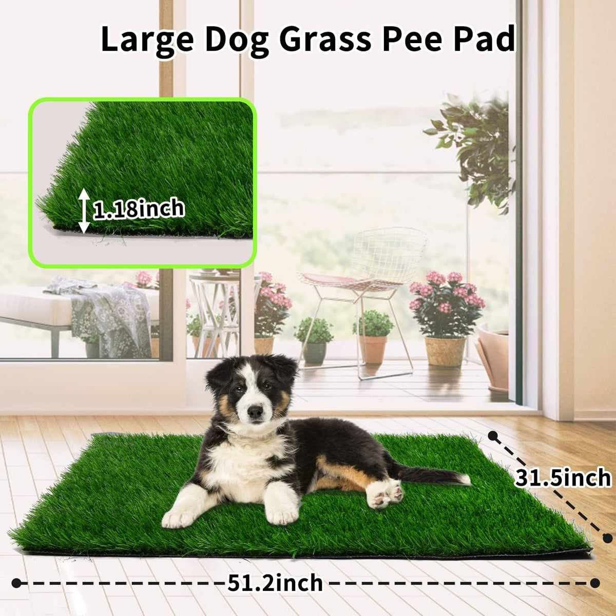 Fake Grass Pad for Dogs Potty Training Artificial Turf - 51.2x31.5 Inch / Green - image 2