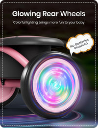 besrey Toddler Tricycle with Bell - Pink Flash Wheel - image 2