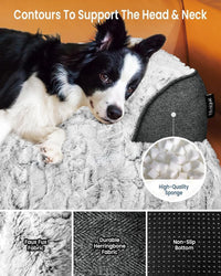 Calming Dog Bed for Couch with Cozy Raised Edge - Grey / 53"L x 39"W x 5"Th - image 3