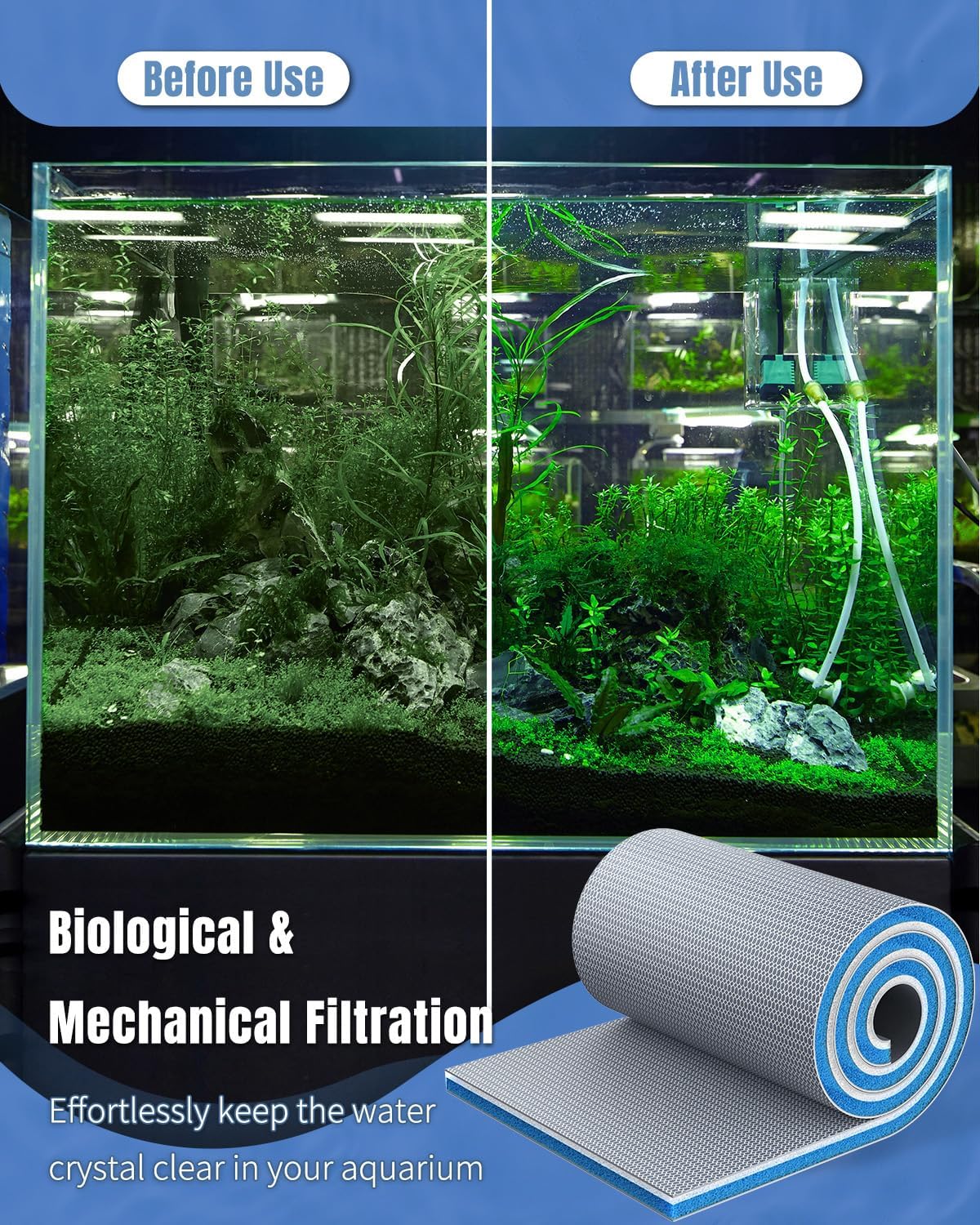 Pawfly 8-Layer Aquarium Filter Pad 16 x 12 Inch Cuttable Aquarium - 16" x 12" x 0.8" 2 Pack - image 2