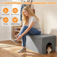 Zerbuger Cat Litter Box Enclosure Furniture for Odor Control – Essentials for Cats - Light Grey / X-Large - image 4