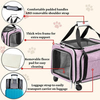 Airline Approved Expandable Premium Pet Carrier on Wheels - PINK - image 2