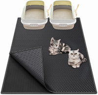 Waretary Cat Litter Mat, 36"x30", Waterproof, Scatter Control - Black / 36"x 30"