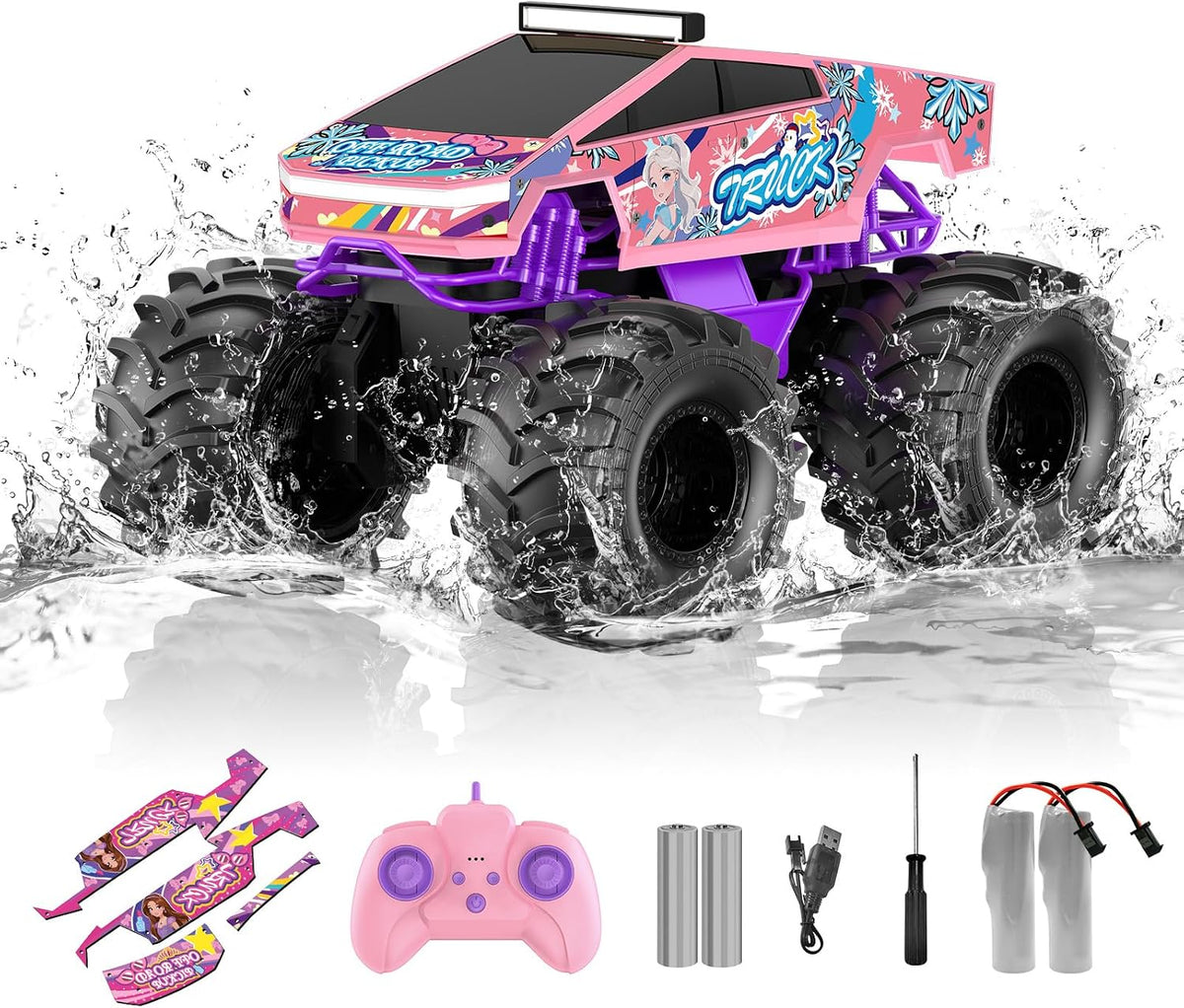Amphibious Remote Control Car - Light Pink