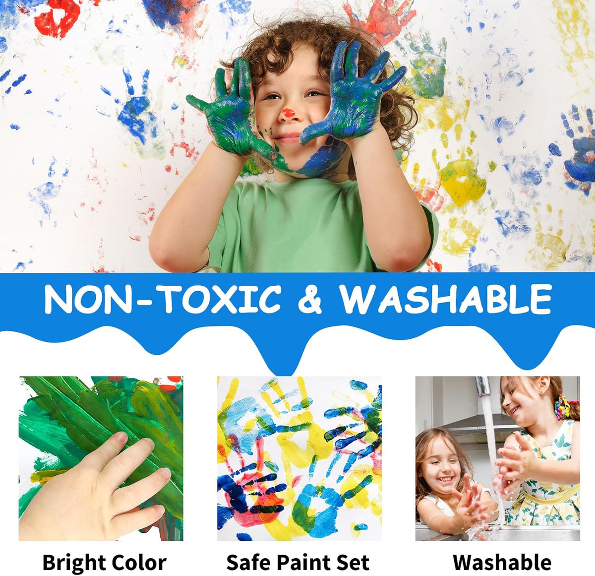 ABEIER Washable Finger Paint for Toddlers 1-3 - 2 Fl Oz (Pack of 12) - image 3