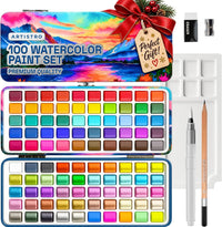 ARTISTRO 100 Watercolor Paint Set with Palette & Brushes for Adults - 100