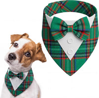 Dog Tuxedo for Small Dogs Valentines Bandana with Bowtie Wedding Tux – Essentials for Dogs - Christmas-Green / Medium