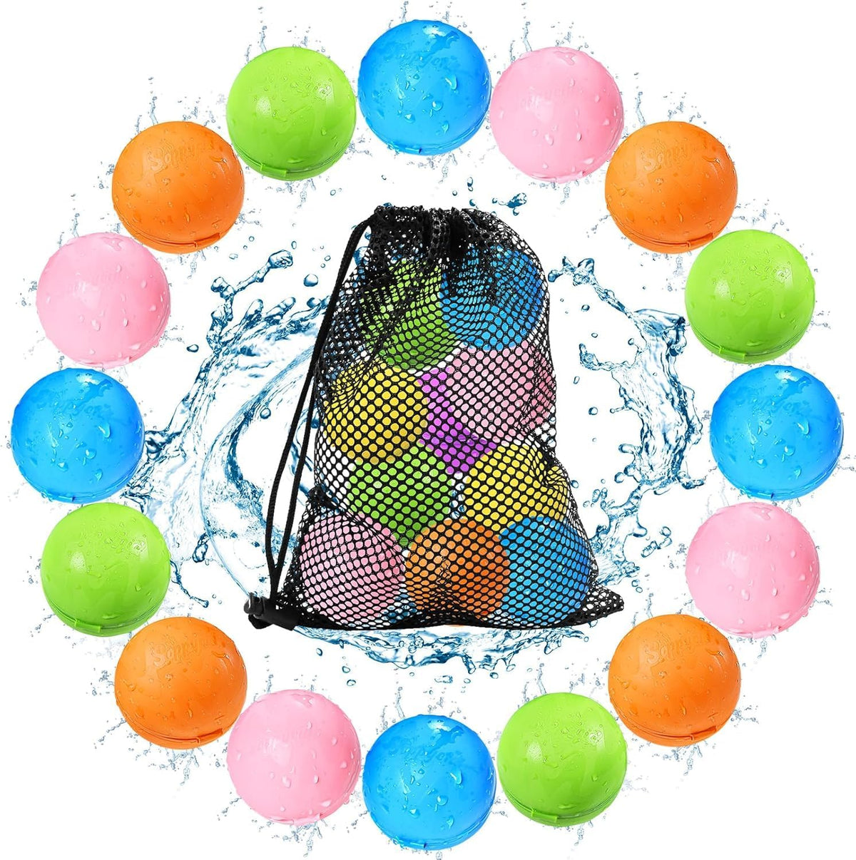 Tlitlimom 16Pcs Reusable Water Bomb Balloons - 16Pack