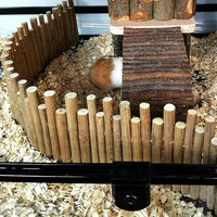 Ejoyous Hamster Wooden Bridge, Wood Ladder Hamster Fence Hideout Cage Bedding Climbing Toys for Syrian Hamsters Gerbil Small Animals (40CM Fence)