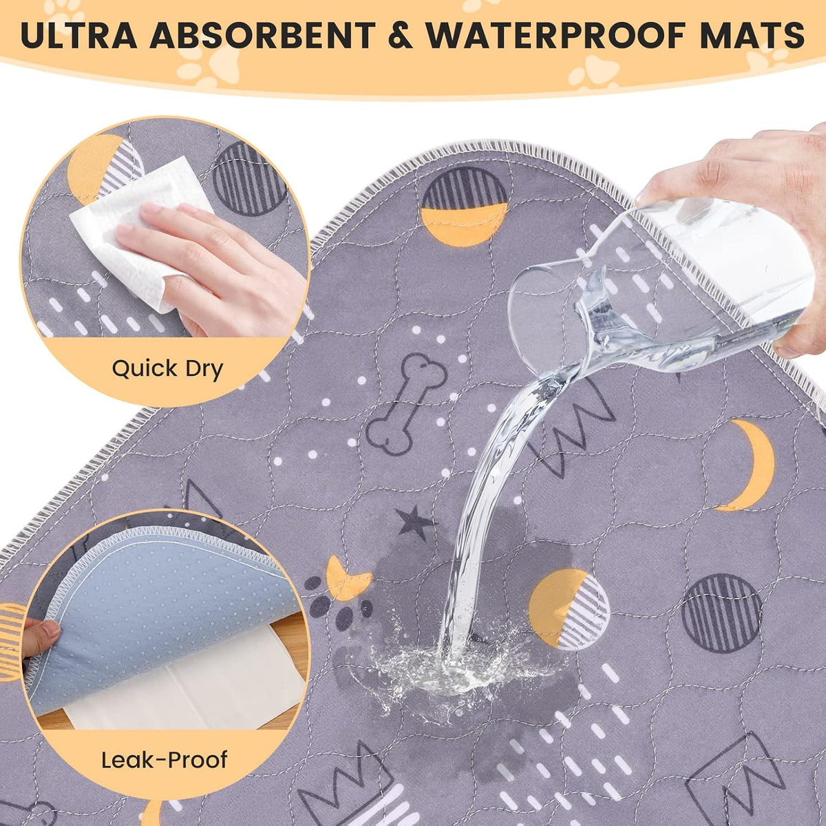 UPSKY Washable Pee Pads for Dogs 2 Pack 34" x 36", Waterproof - A-grey / 36x41 Inch (Pack of 2) - image 4