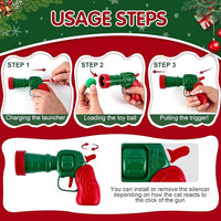 Cat Toy Set (2+60) - Pom Pom Balls & Launchers, Interactive Enrichment Toys