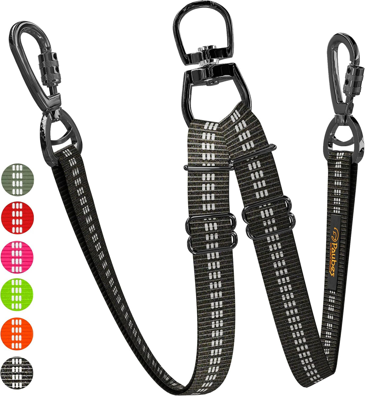 Double Dog Leash, Adjustable Length Long Leash for Dog Training - Black / 2 dog leash - image 2