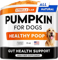 STRELLALAB Pumpkin Powder for Dogs - 8oz Powdered High Fiber Supplement and Stool Softener - Upset Stomach, Food Sensitivity - Improve Digestion - 8oz Powder