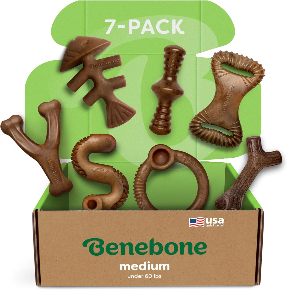 Benebone Medium 4-Pack Dog Toys for Aggressive Chewers - Medium / 7 Pack