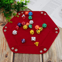 SIQUK 4 Pieces Dice Tray Set Foldable Dice Trays Hexagon Dice Rolling - Gray, Camel, Red and Black - image 4