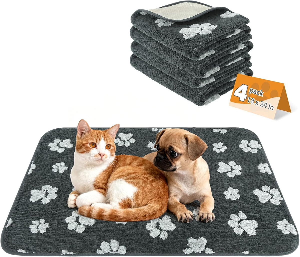 Washable Pee Pads for Dogs, Nonslip and Leak-Proof Dog Pee Pads - Gray Plush / 18" x 24" (4 Pack)