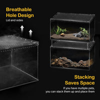 Reptile PC Tank,Escape Proof Magnetic Lid Tarantula Enclosure Large – Essentials for Reptiles And Amphibians - Slide Lid Tank / S(7.8x5.9x3.9 IN) - image 2