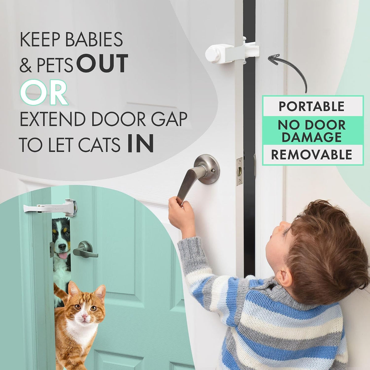 Portable Door Lock for Pets & Childproofing. No Adhesives - image 2