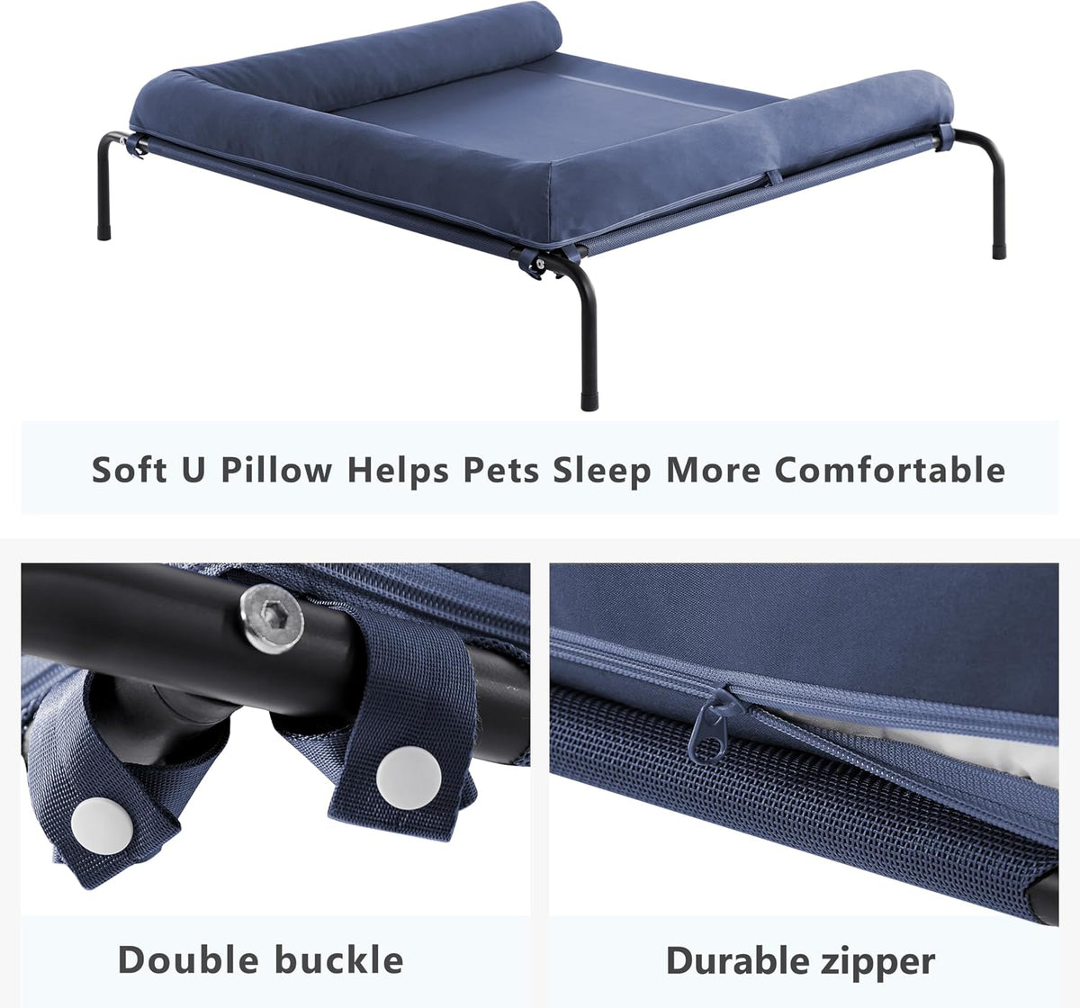 WESTERN HOME Cooling Elevated Dog Bed for Large Dogs - 48.0"L x 35.0"W x 8.0"Th / Dark Blue - image 4