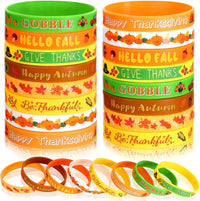 JUNEBRUSHS 24pcs Halloween Silicone Bracelets - Thanksgiving Style