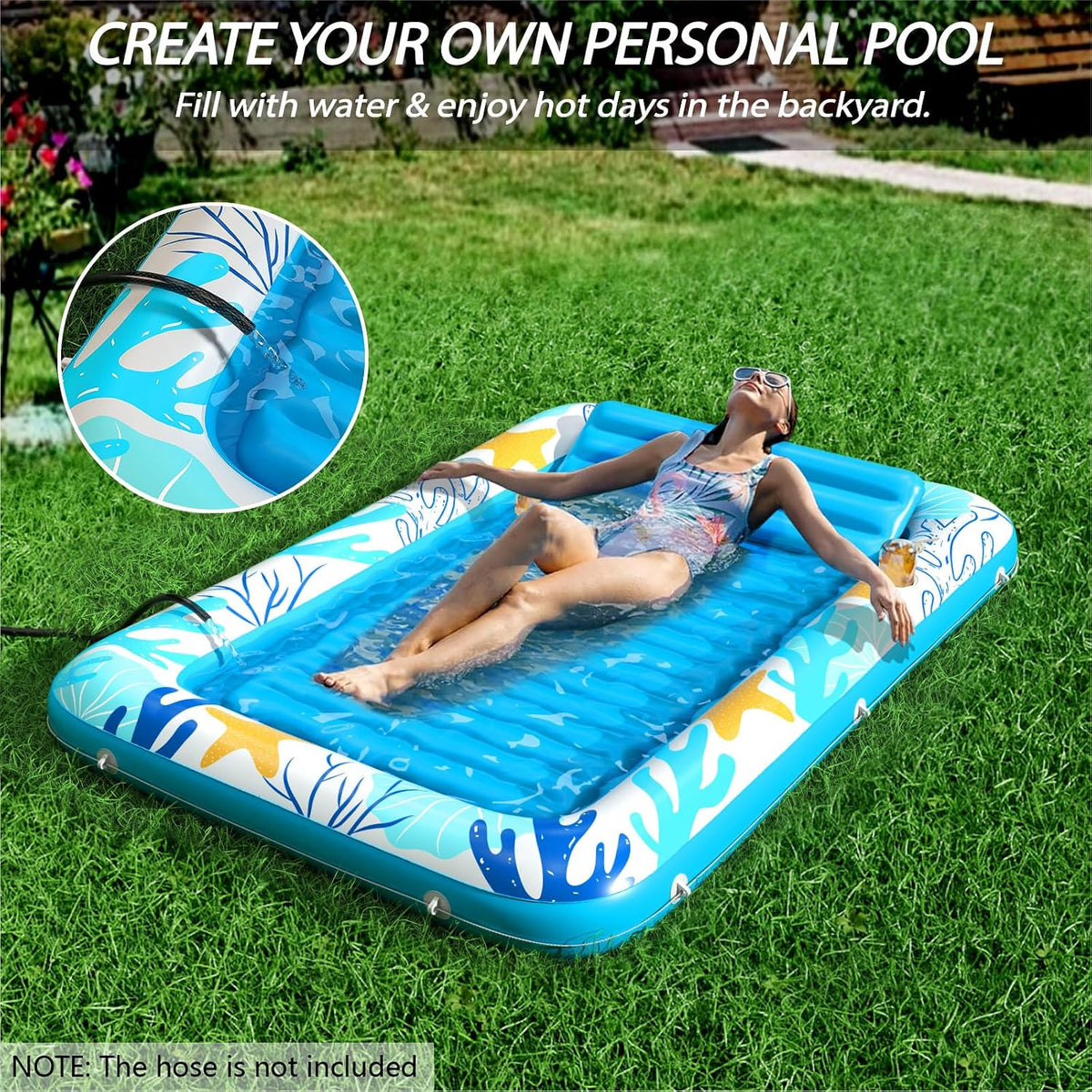 Inflatable Tanning Pool Lounger Float - Ocean Aqua / XX-Large - image 2