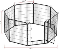 Dog Playpen, Outdoor Dog Fence, 8 Panels, 32" H Dog Pen for Medium/Small Dogs, Heavy Duty Metal Pet Fence with Gate, Portable Dog Fence for RV Camping and Yard (Black)