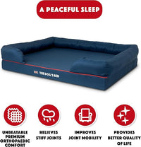 The Dog’s Bed Orthopedic Dog Bed XL Blue Oxford with Red Trim UK Flag Dog Bed 43.5x34, Memory Foam, Pain Relief: Arthritis, Post Surgery, Lameness, Veterinary Approved, Waterproof Washable Cover