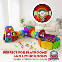 Playz 5pc Pop Up Play Tent and Crawl Through Tunnels for Kids w/Carry - Rainbow Multicolor - image 4