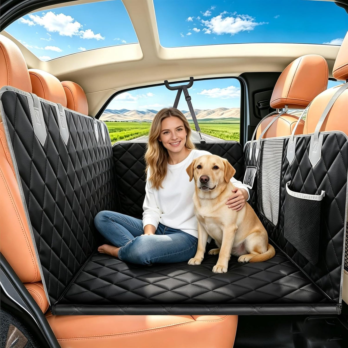 IJVAE Dog Seat Cover for Back Seat - Upgraded Black / For Car/SUV/Small Truck
