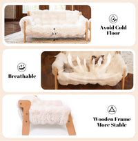 Elevated Cat Couch Bed Wooden Raised Kitty Sofa Lounge Chair – Essentials for Cats - Cat Sofa-White - image 4
