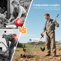 15" Widely Chicken Coop Poop Scooper- Ergonomic Chicken Poop Scooper with 38" to 77" Adjustable Long Handle, Extra-Large Scoop for Sand and Litter, Easy-to-Clean, Multi-Scene Use for Poultry