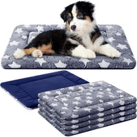 4 Pcs Dog Crate Pads Soft Warm - Rectangular 18 x 24 x 1.6 Inch / Star / Blue