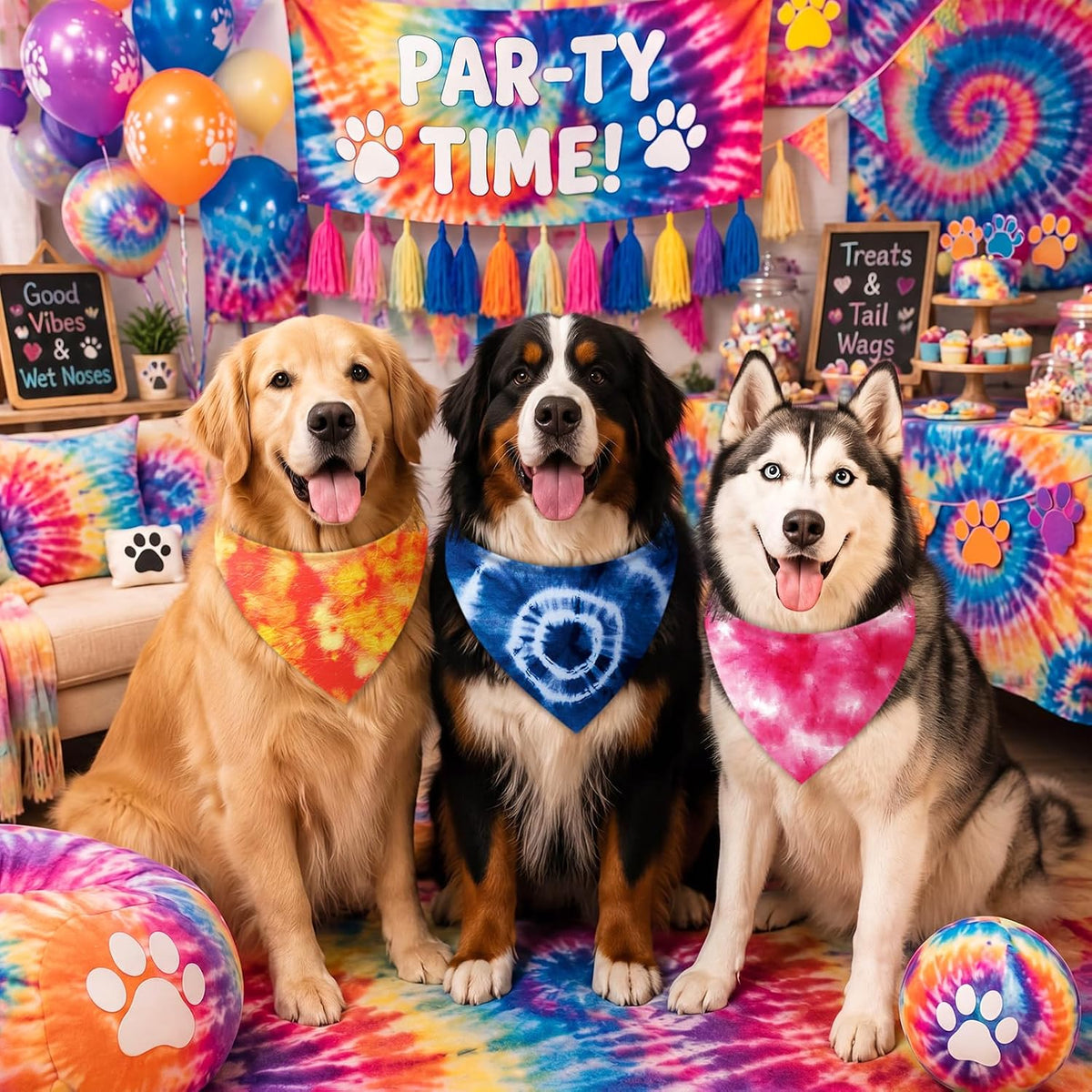 Abbylike 50 Pcs Halloween Dog Bandanas Bulk - Tie Dye / 31.5 x 21.7 x 21.7" - image 4