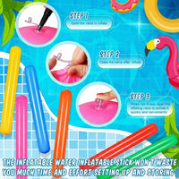 Sosation six inflatable pool noodles in red, yellow, blue, orange, green and pink - view 4