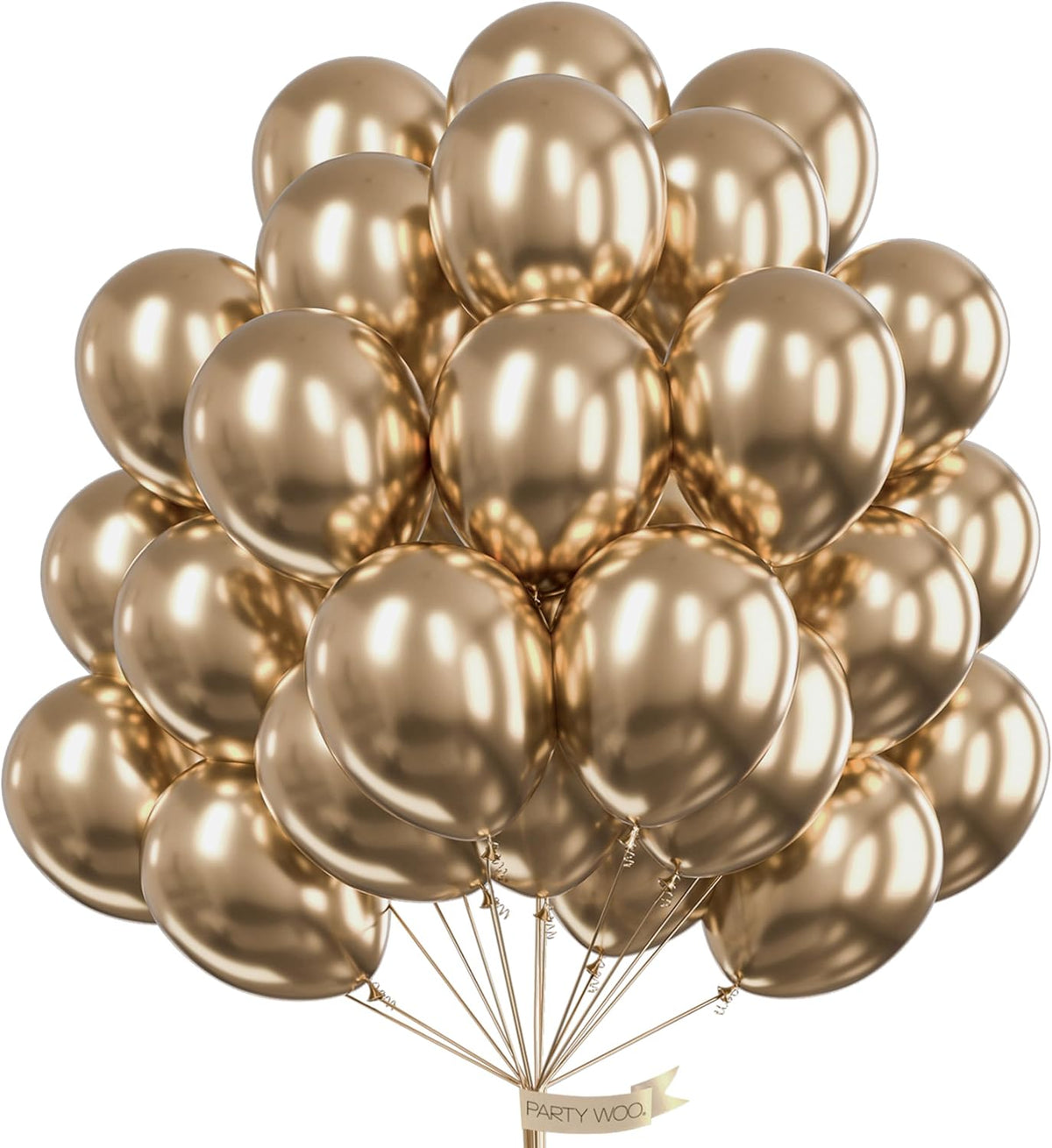 PartyWoo White Balloons 101pcs Matte White Latex Helium Balloons 12 - Gold-g127