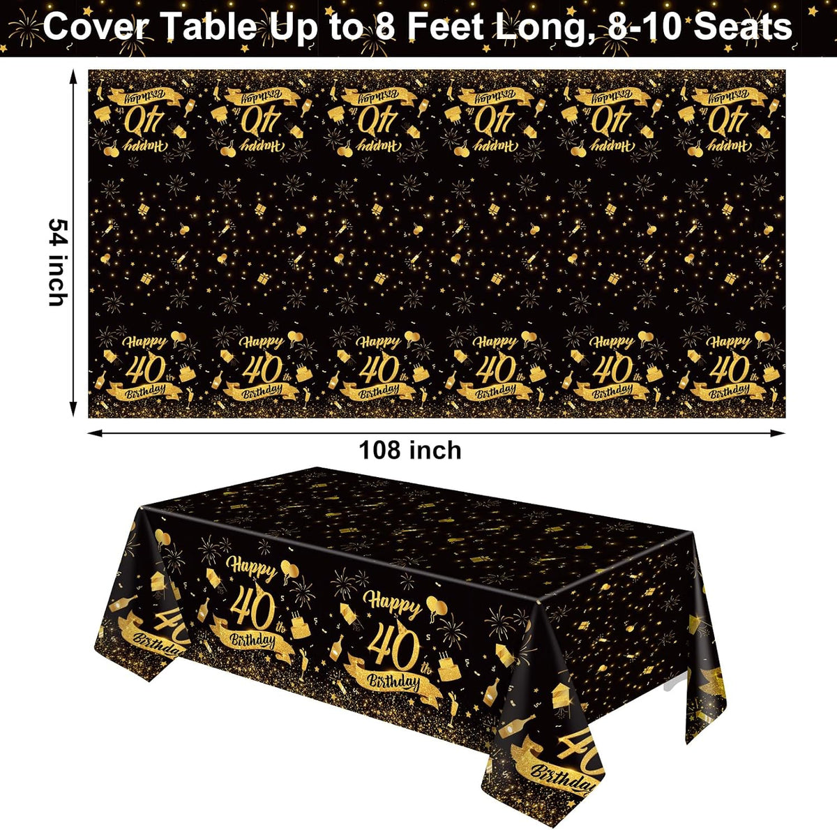 3 Pack Plastic Birthday Tablecloth - 40th Birthday - image 2