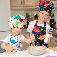 4Pcs Kids Apron and Chef Hat Set Gift for Girls Boys - Dinosaurs - image 4