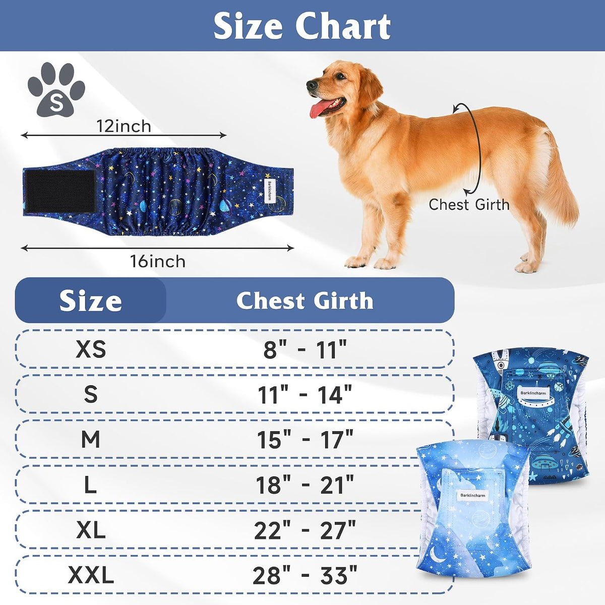 5 Pack Dog Diapers Male, High Absorbing Dog Wraps - Medium / Star - image 3