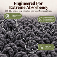 Dog Drying Towel for Dogs - Gray / Small (Pack of 2) - image 3