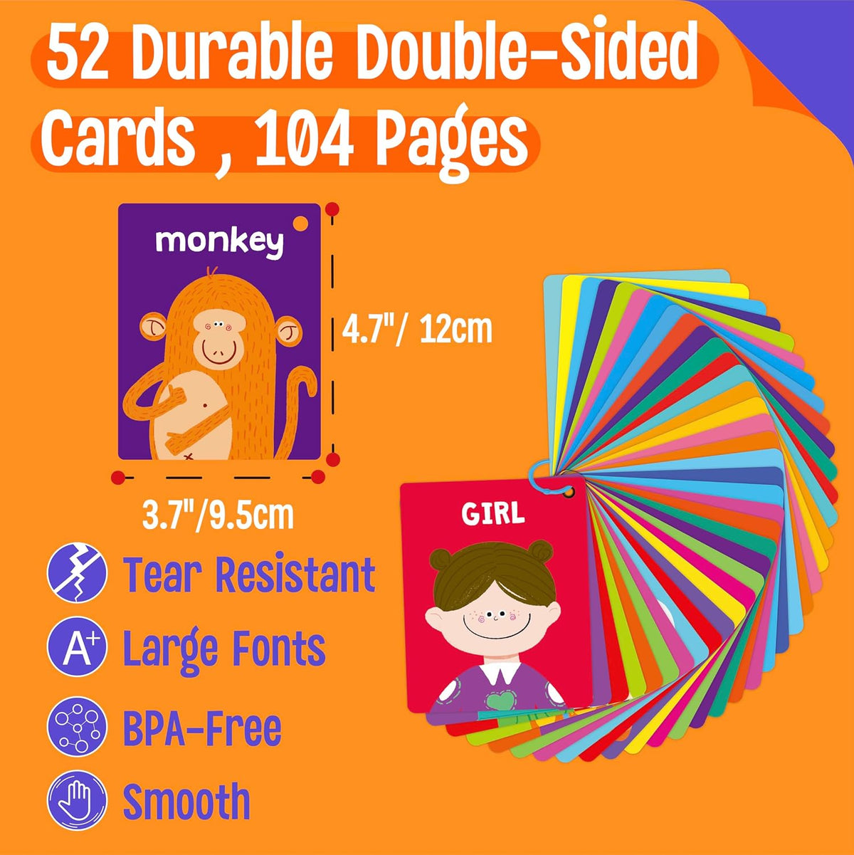 SpriteGru Spanish flashcards for toddlers with colorful cartoon images on rings - view 11