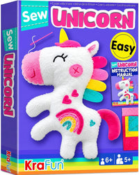 KRAFUN Beginner Sewing Kit, Sew Kitten & Mouse, Pre-Cut Felt - Unicorn