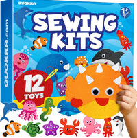 QUOKKA kids sewing kit with 12 felt toy projects and storage box