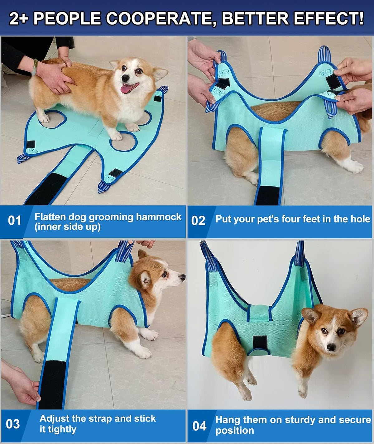 Kkiimatt Dog Grooming Hammock - XX-Large 65 LB Max/Turquoise - image 4