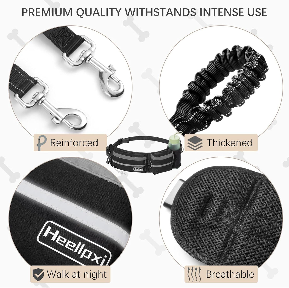 Hands-Free Dog Leash with Pouch - Grey - image 4