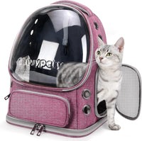Cat Backpack Carrier, Breathable Cat Carrier Large Space Bubble Pet Backpack for Kitty Small Dog up - Pink