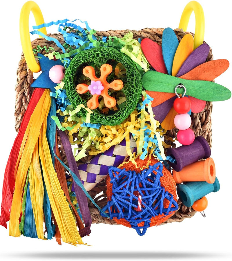 ERKOON Bird Toys, Parrot Toys Foraging Swing Mat Parrot Cage Hanging Toys Birds Grass Mat Climbing - Small grass mat-1 Pack