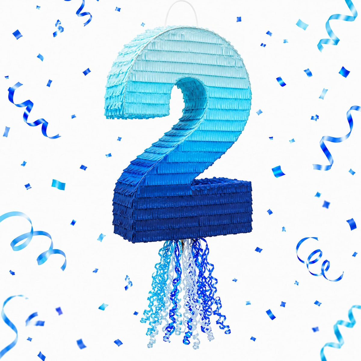 BLUE PANDA Pull String Pinata Number 5, Ombre Blue - Number 2